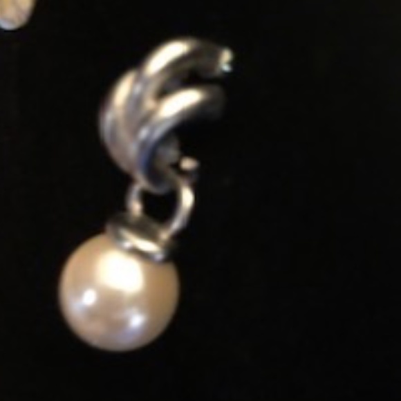 Silver & Pearl Stone Earrings *NWOT* - Picture 3 of 5
